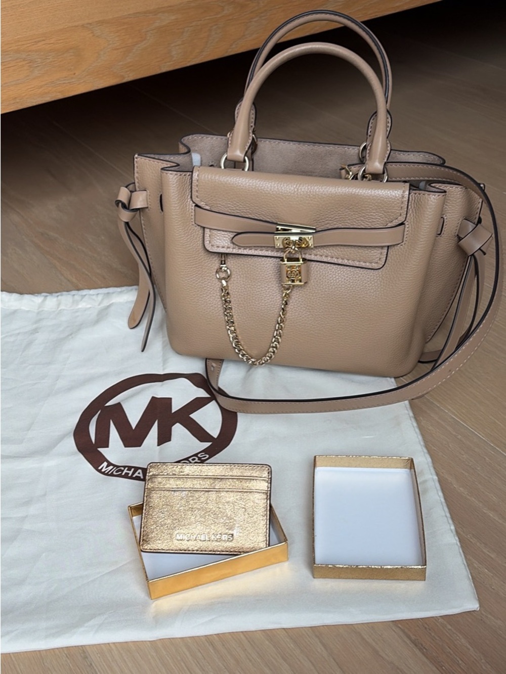 Michael Kors Tan Pebbled Leather Hamilton Legacy Satchel